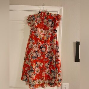 Eliza J Orange Floral Dress